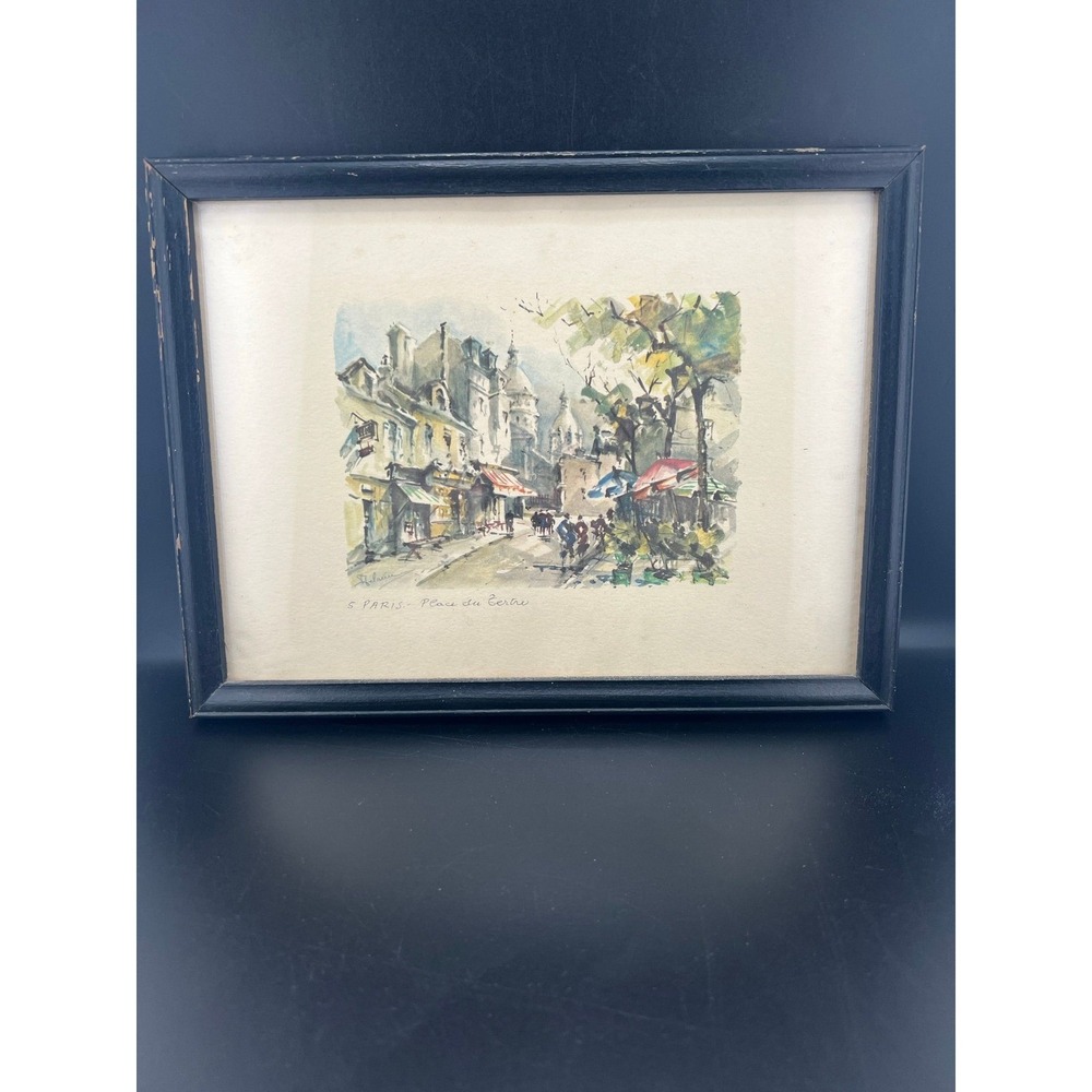 S Paris Original signed Paris, watercolor painting french street scene